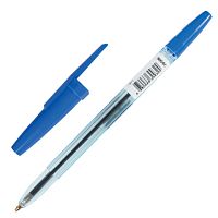 Ручка шариковая масляная СТАММ "Офис", СИНЯЯ, корпус тонированный синий, узел 1 мм, линия письма 0,7