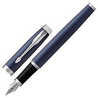 Ручка перьевая PARKER "IM Core Matte Blue CT", корпус темно-синий лак, хромированные детали, синяя, 