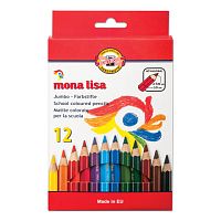 Карандаши цветные утолщенные KOH-I-NOOR "Mona Lisa", 12 цветов, 5,6 мм, заточенные, европодвес, 3372